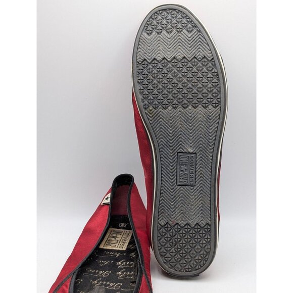 Converse All One Star Satin Red Ballet Flats Women’s Size 8 Chuck Taylor Shoes - Picture 7 of 8